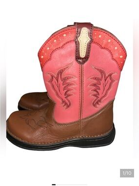 Double H Womens Pink and brown Boots women’s size 6, kids 4.5